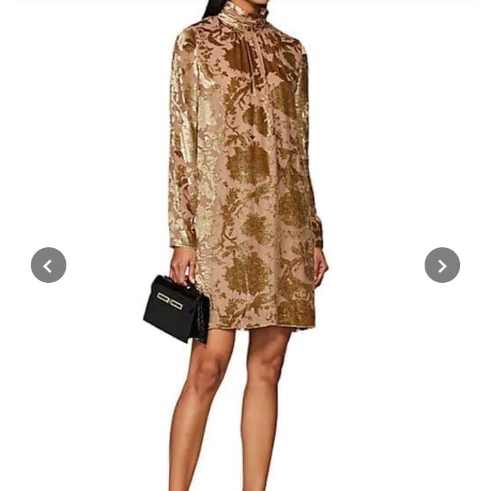 MASSCOB Devoré Velvet Mini Gold And Beige Dress